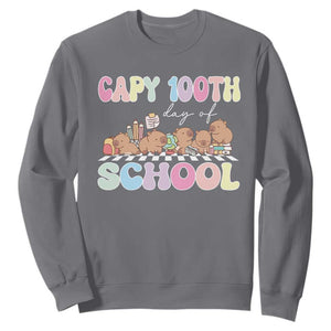 Capy 100 Days Of School Cute Capybara Sweatshirt TS09 Charcoal Print Your Wear