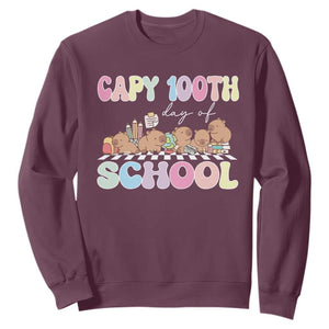 Capy 100 Days Of School Cute Capybara Sweatshirt TS09 Maroon Print Your Wear