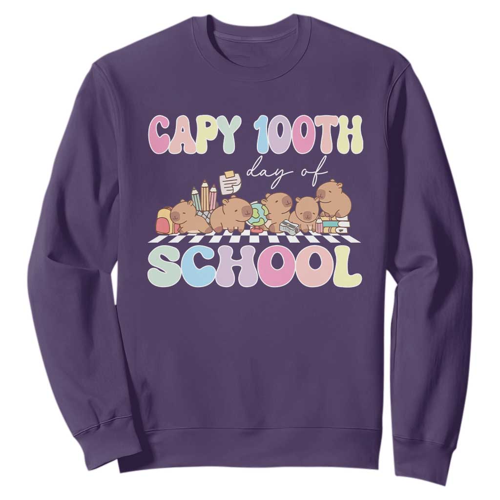 Capy 100 Days Of School Cute Capybara Sweatshirt TS09 Purple Print Your Wear