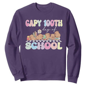 Capy 100 Days Of School Cute Capybara Sweatshirt TS09 Purple Print Your Wear