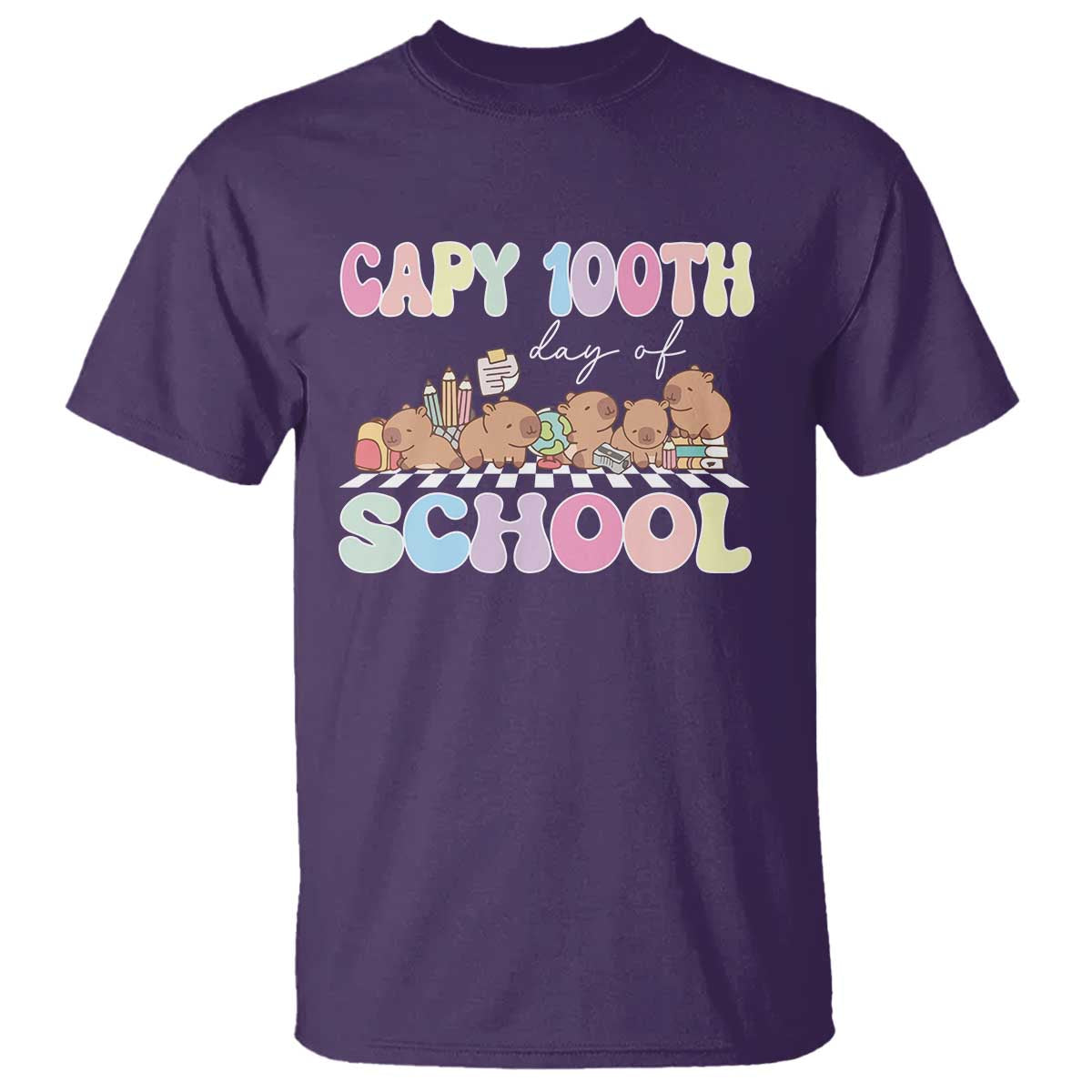 Capy 100 Days Of School Cute Capybara T Shirt TS09 Purple Print Your Wear