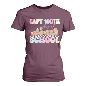 Capy 100 Days Of School Cute Capybara T Shirt For Women TS09 Maroon Print Your Wear