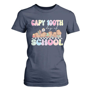 Capy 100 Days Of School Cute Capybara T Shirt For Women TS09 Navy Print Your Wear