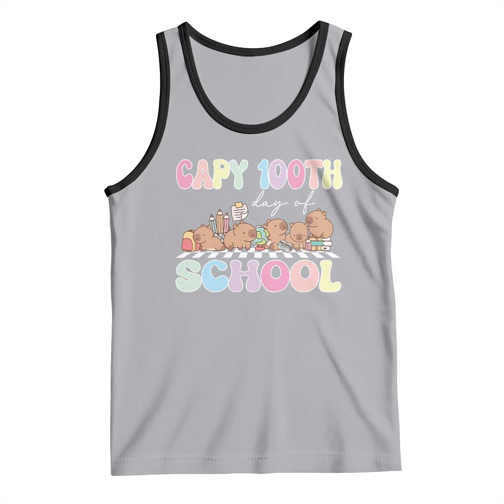 Capy 100 Days Of School Cute Capybara Tank Top TS09 Athletic Heather Black Print Your Wear
