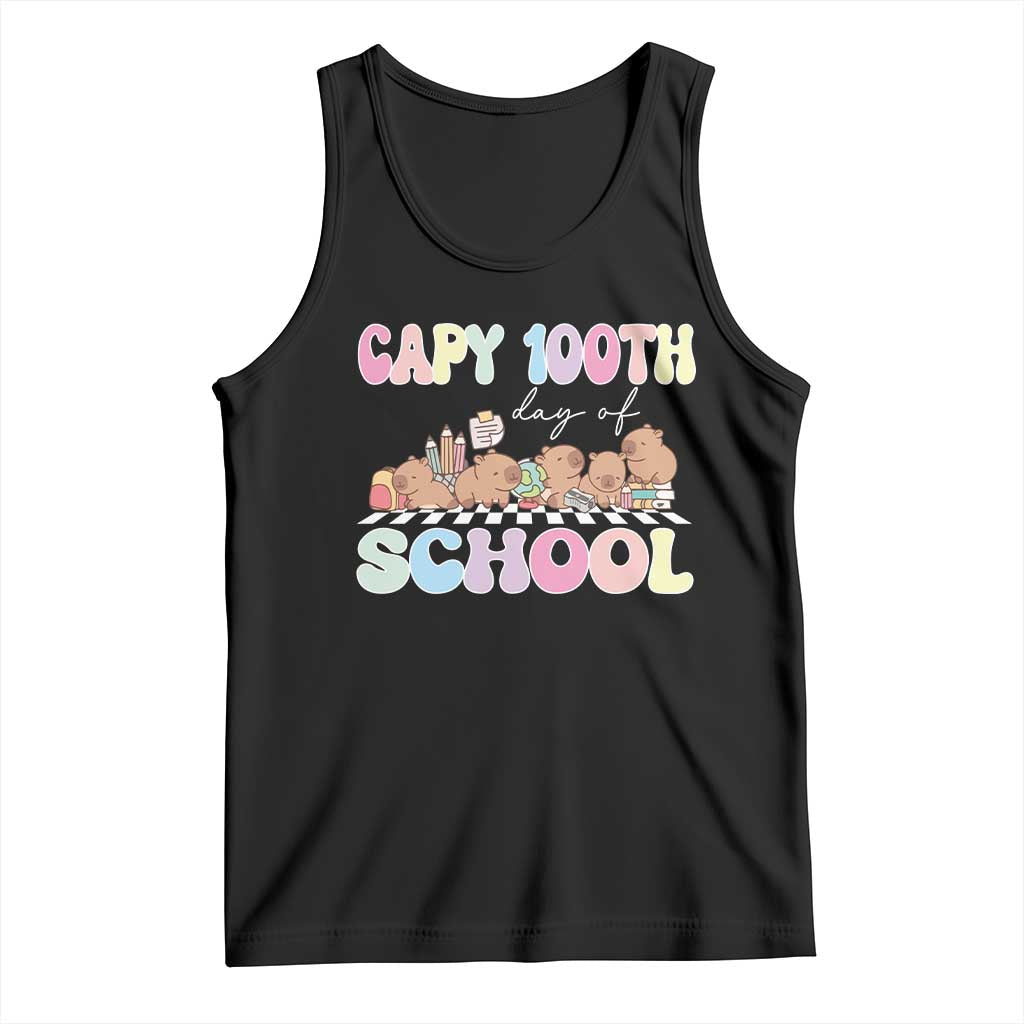 Capy 100 Days Of School Cute Capybara Tank Top TS09 Black Print Your Wear