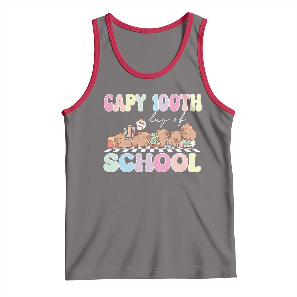 Capy 100 Days Of School Cute Capybara Tank Top TS09 Deep Heather Red Print Your Wear