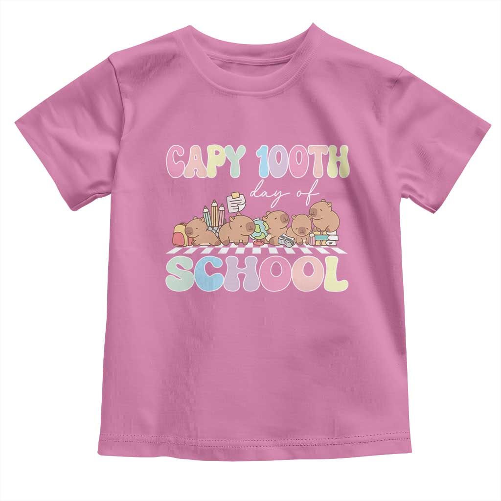 Capy 100 Days Of School Cute Capybara Toddler T Shirt TS09 Azalea Print Your Wear