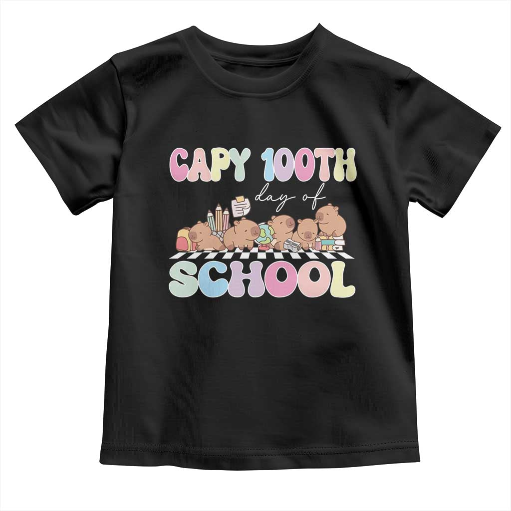 Capy 100 Days Of School Cute Capybara Toddler T Shirt TS09 Black Print Your Wear