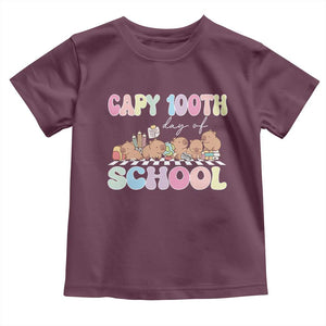 Capy 100 Days Of School Cute Capybara Toddler T Shirt TS09 Maroon Print Your Wear