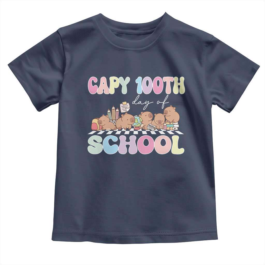 Capy 100 Days Of School Cute Capybara Toddler T Shirt TS09 Navy Print Your Wear