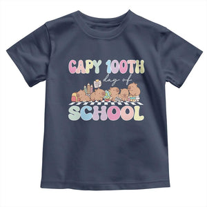 Capy 100 Days Of School Cute Capybara Toddler T Shirt TS09 Navy Print Your Wear