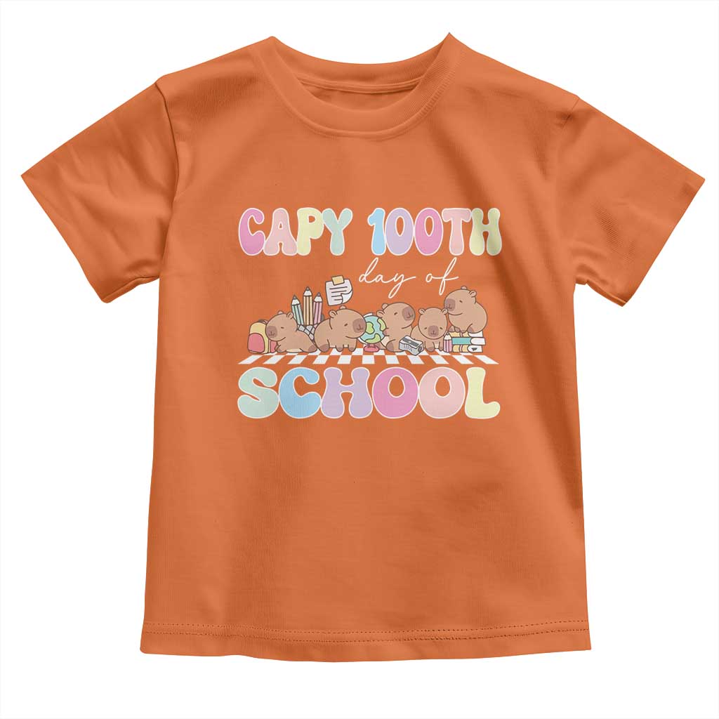 Capy 100 Days Of School Cute Capybara Toddler T Shirt TS09 Orange Print Your Wear