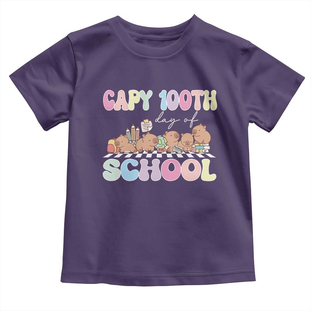 Capy 100 Days Of School Cute Capybara Toddler T Shirt TS09 Purple Print Your Wear