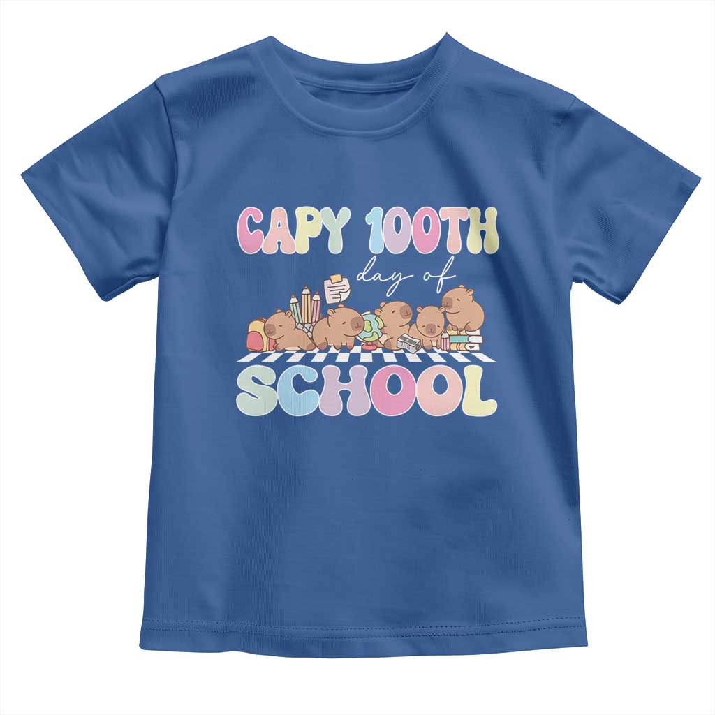 Capy 100 Days Of School Cute Capybara Toddler T Shirt TS09 Royal Blue Print Your Wear