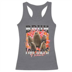 Funny Pesto Bruh It's My 100 Days Of School Racerback Tank Top TS09 Charcoal Print Your Wear