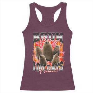 Funny Pesto Bruh It's My 100 Days Of School Racerback Tank Top TS09 Maroon Print Your Wear