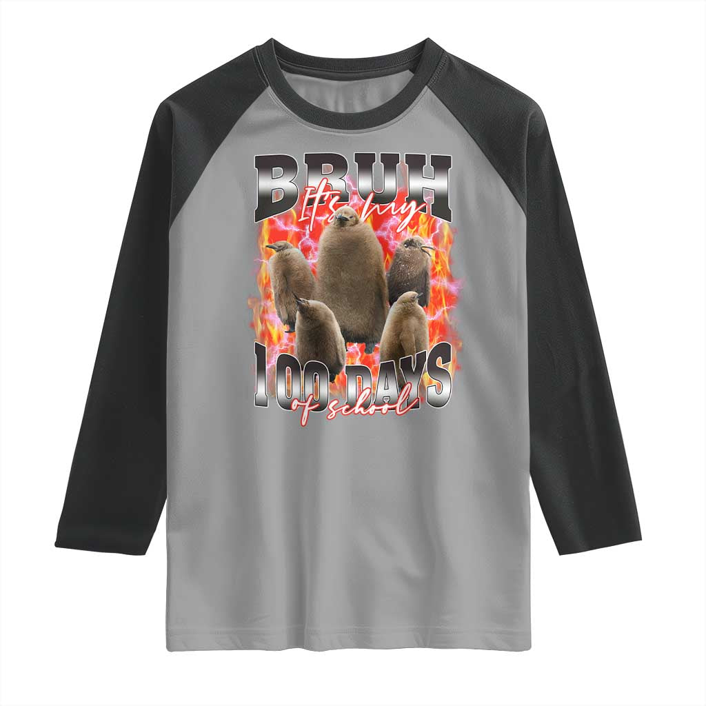 Funny Pesto Bruh It's My 100 Days Of School Raglan Shirt TS09 Sport Gray Black Print Your Wear