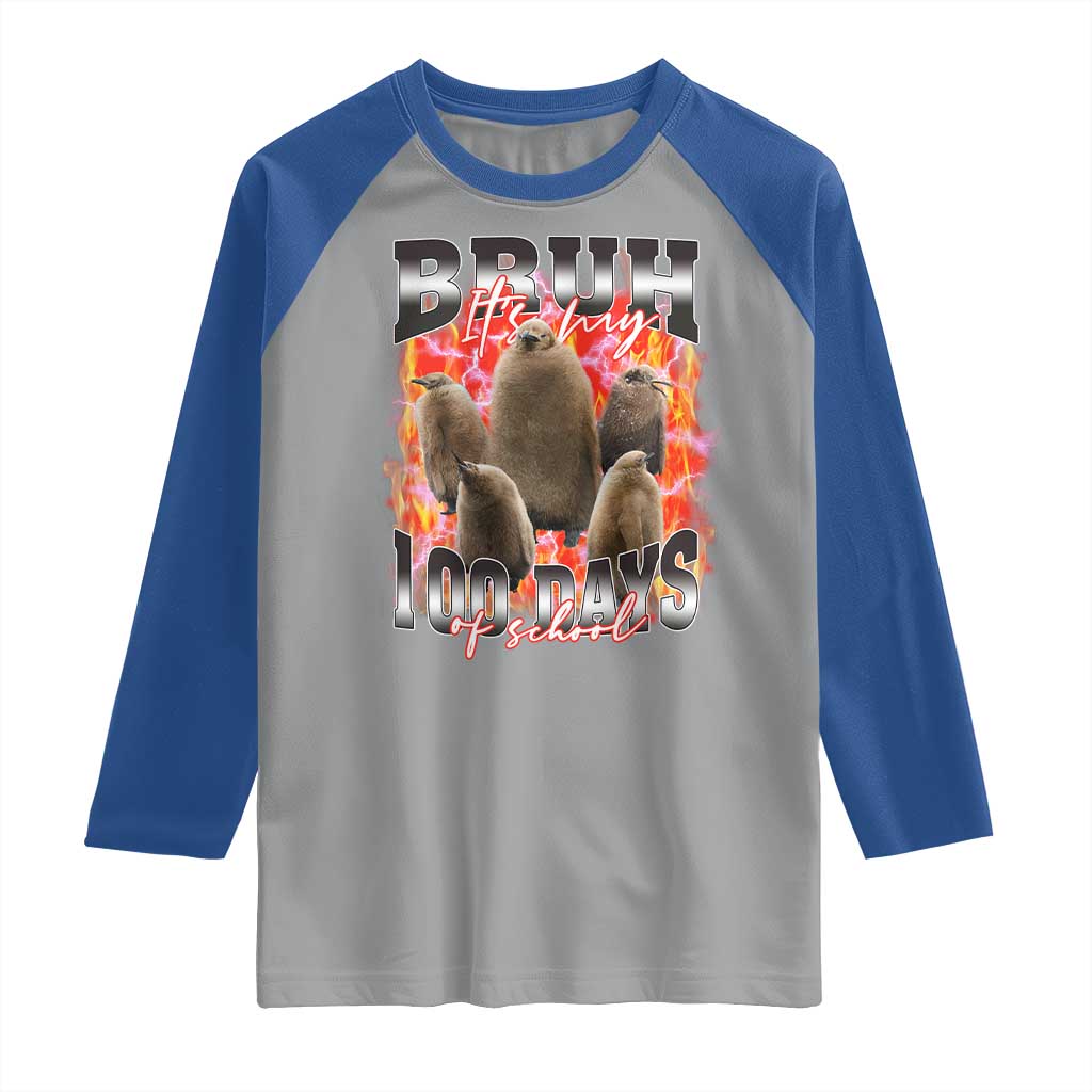 Funny Pesto Bruh It's My 100 Days Of School Raglan Shirt TS09 Sport Gray Royal Print Your Wear