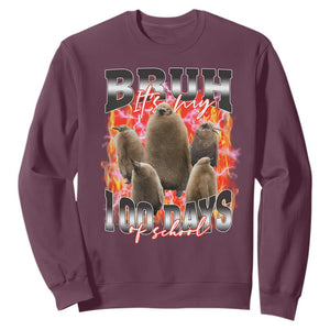 Funny Pesto Bruh It's My 100 Days Of School Sweatshirt TS09 Maroon Print Your Wear