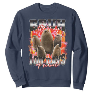 Funny Pesto Bruh It's My 100 Days Of School Sweatshirt TS09 Navy Print Your Wear