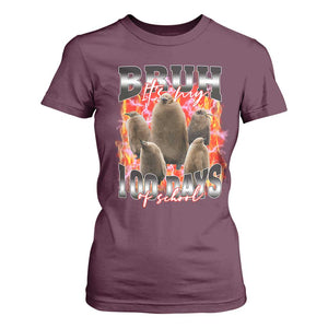 Funny Pesto Bruh It's My 100 Days Of School T Shirt For Women TS09 Maroon Print Your Wear