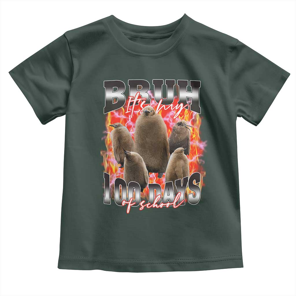 Funny Pesto Bruh It's My 100 Days Of School Toddler T Shirt TS09 Dark Forest Green Print Your Wear