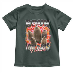 Funny Pesto Bruh It's My 100 Days Of School Toddler T Shirt TS09 Dark Forest Green Print Your Wear