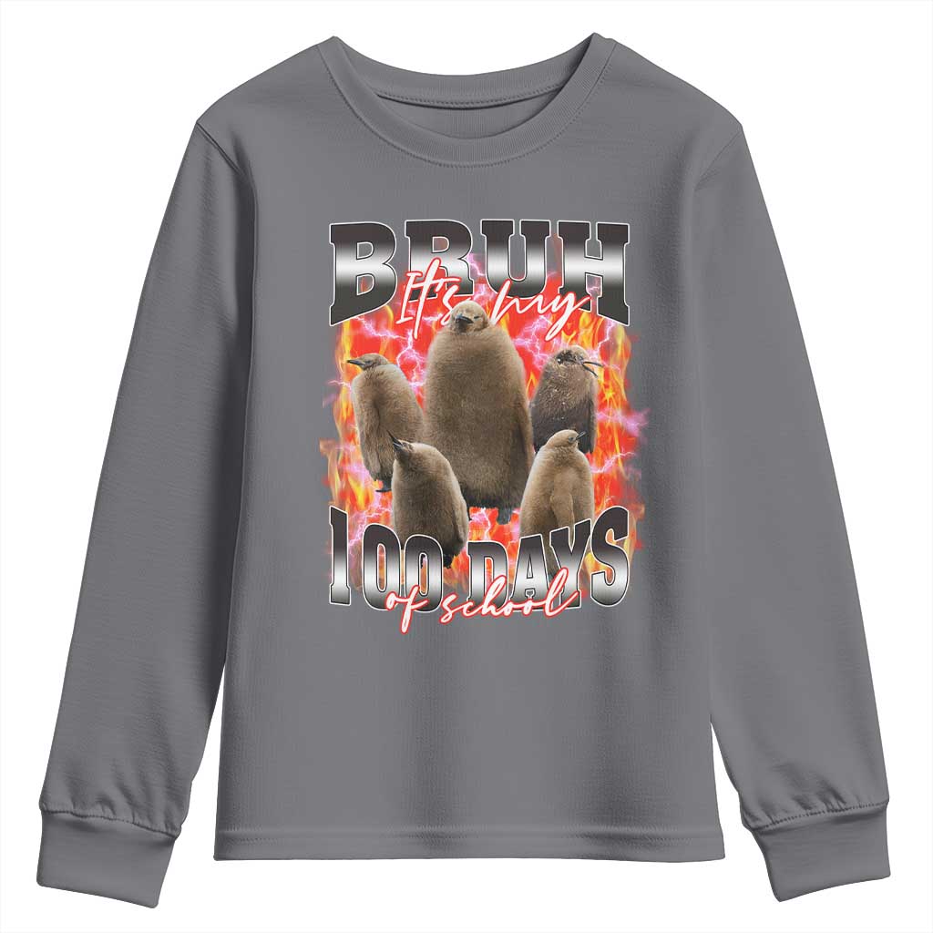 Funny Pesto Bruh It's My 100 Days Of School Youth Sweatshirt TS09 Charcoal Print Your Wear