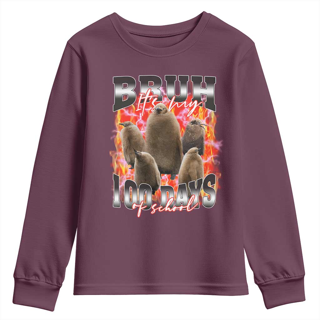 Funny Pesto Bruh It's My 100 Days Of School Youth Sweatshirt TS09 Maroon Print Your Wear