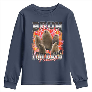 Funny Pesto Bruh It's My 100 Days Of School Youth Sweatshirt TS09 Navy Print Your Wear