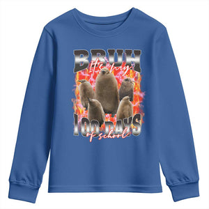 Funny Pesto Bruh It's My 100 Days Of School Youth Sweatshirt TS09 Royal Blue Print Your Wear