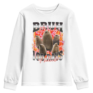 Funny Pesto Bruh It's My 100 Days Of School Youth Sweatshirt TS09 White Print Your Wear
