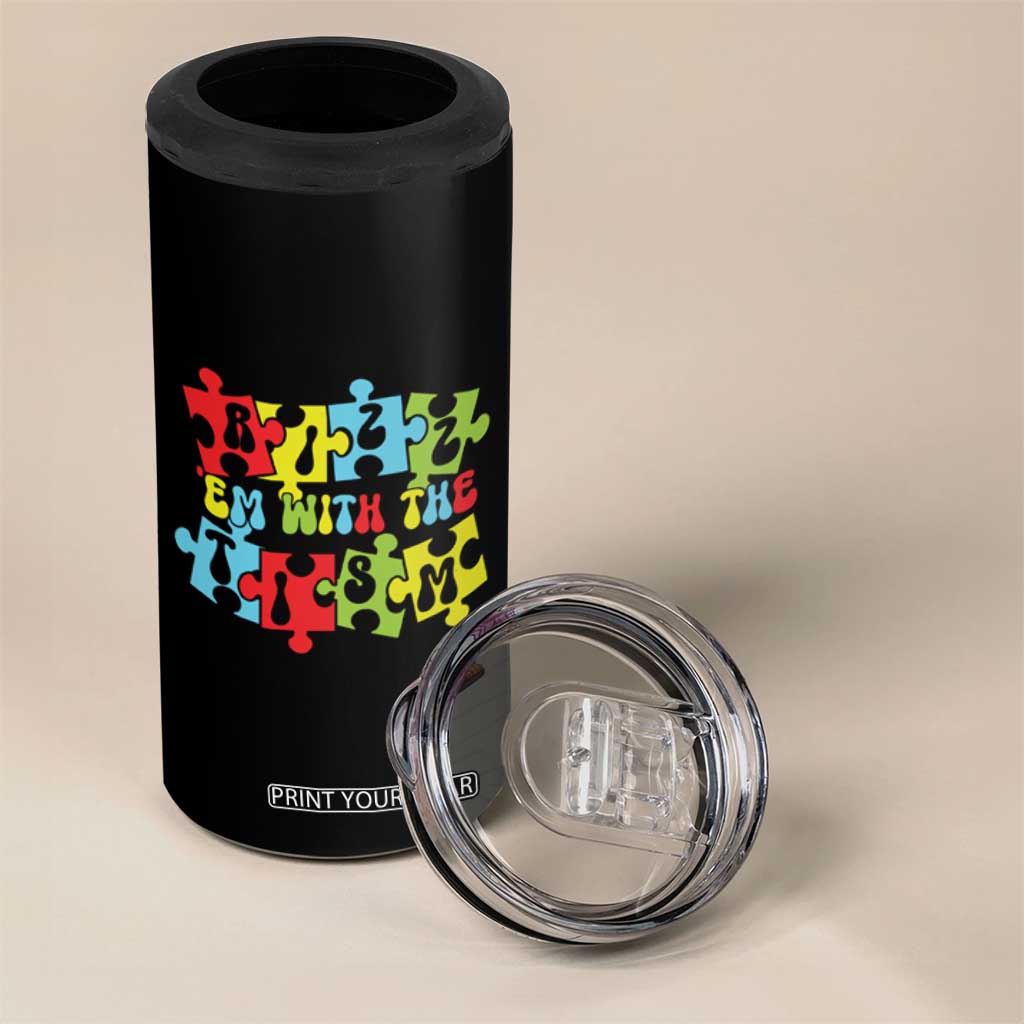 Autism Awareness 4 in 1 Can Cooler Tumbler Rizz'em With The Tism Autistic TS09 Print Your Wear