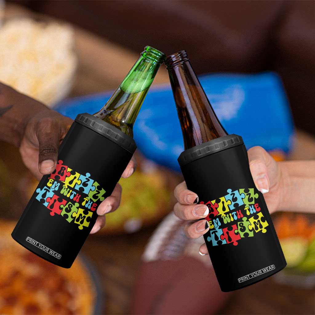 Autism Awareness 4 in 1 Can Cooler Tumbler Rizz'em With The Tism Autistic TS09 Print Your Wear