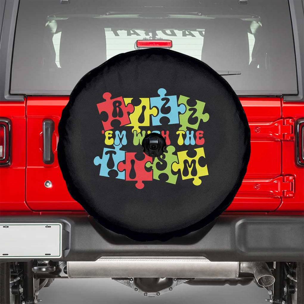 Autism Awareness Spare Tire Cover Rizz'em With The Tism Autistic TS09 Black Print Your Wear