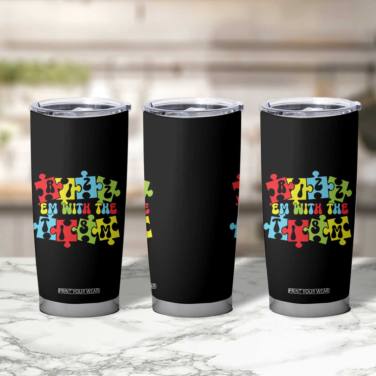 Autism Awareness Tumbler Cup Rizz'em With The Tism Autistic TS09 Print Your Wear