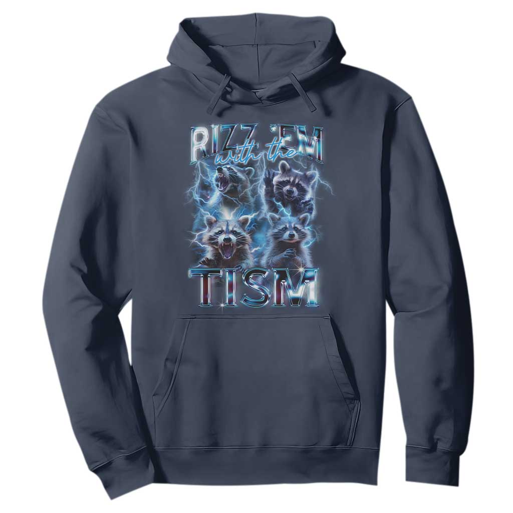 Autism Awareness Hoodie Rizz Em With The Tism Funny Meme Autistic Raccoon TS09 Navy Printyourwear