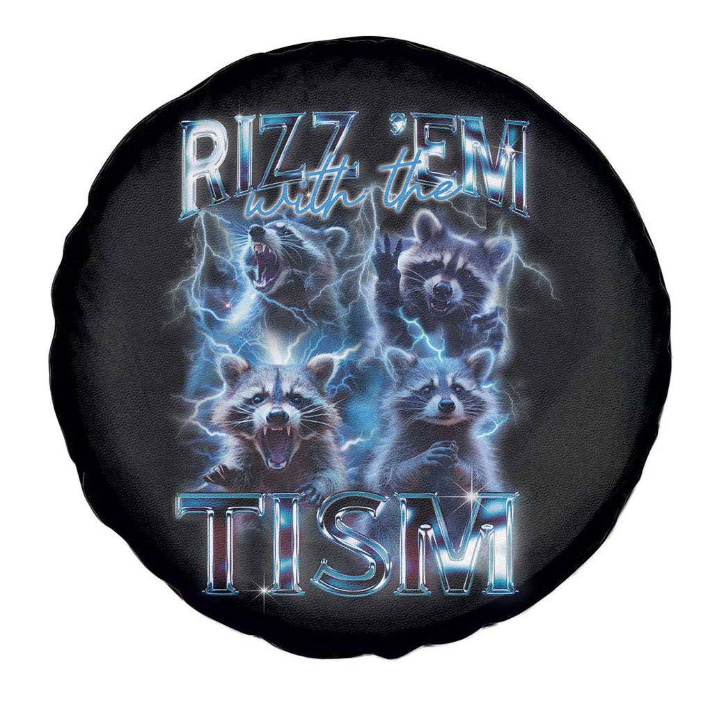 Autism Awareness Spare Tire Cover Rizz Em With The Tism Funny Meme Autistic Raccoon TS09 Print Your Wear