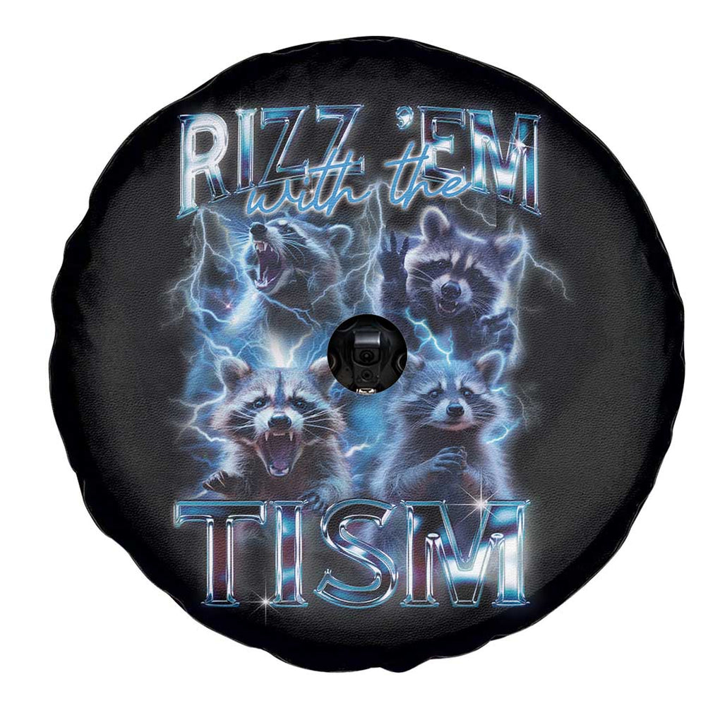 Autism Awareness Spare Tire Cover Rizz Em With The Tism Funny Meme Autistic Raccoon TS09 Print Your Wear