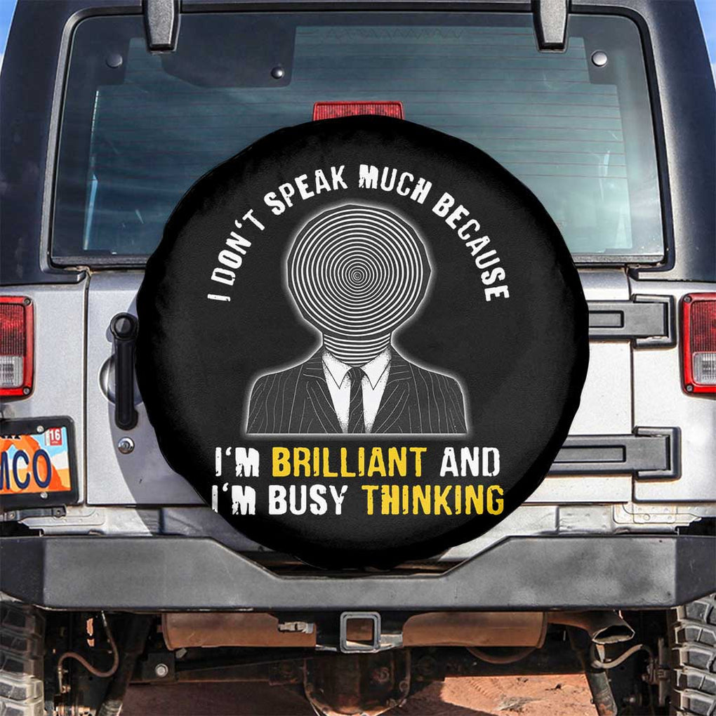 Autism Awareness Spare Tire Cover I Don't Speak Much Because I'm Brilliant And I'm Busy Thinking Autistic Aesthetic Maze Man TS09 No hole Black Print Your Wear