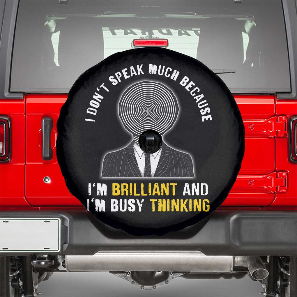 Autism Awareness Spare Tire Cover I Don't Speak Much Because I'm Brilliant And I'm Busy Thinking Autistic Aesthetic Maze Man TS09 Black Print Your Wear