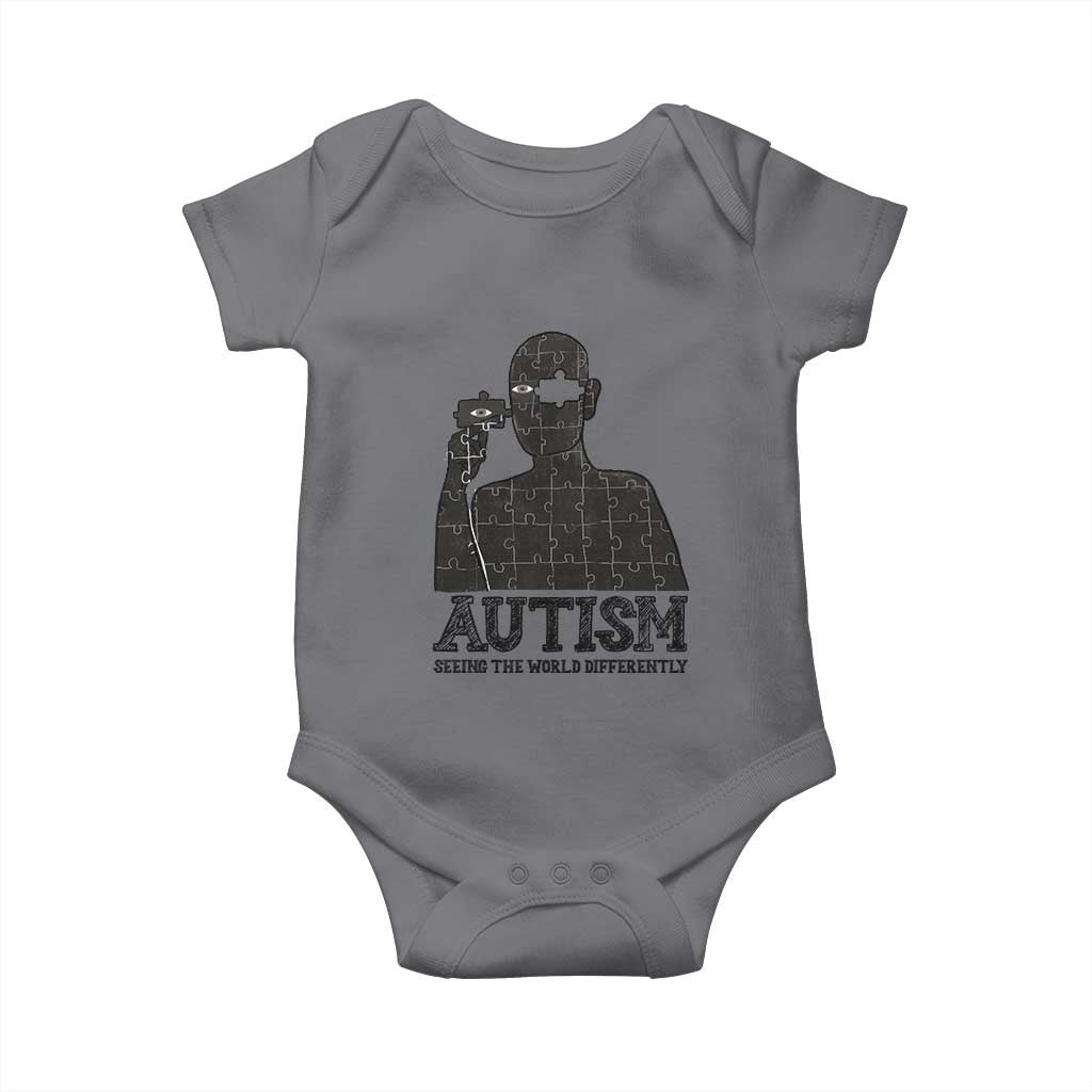 Autism Awareness Baby Onesie Autistic Seeing The World From A Different Angle Aesthetic TS09 Charcoal Print Your Wear