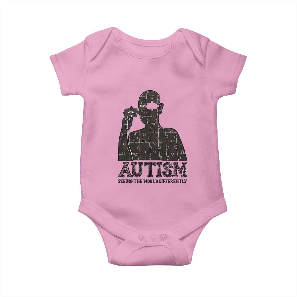 Autism Awareness Baby Onesie Autistic Seeing The World From A Different Angle Aesthetic TS09 Light Pink Print Your Wear