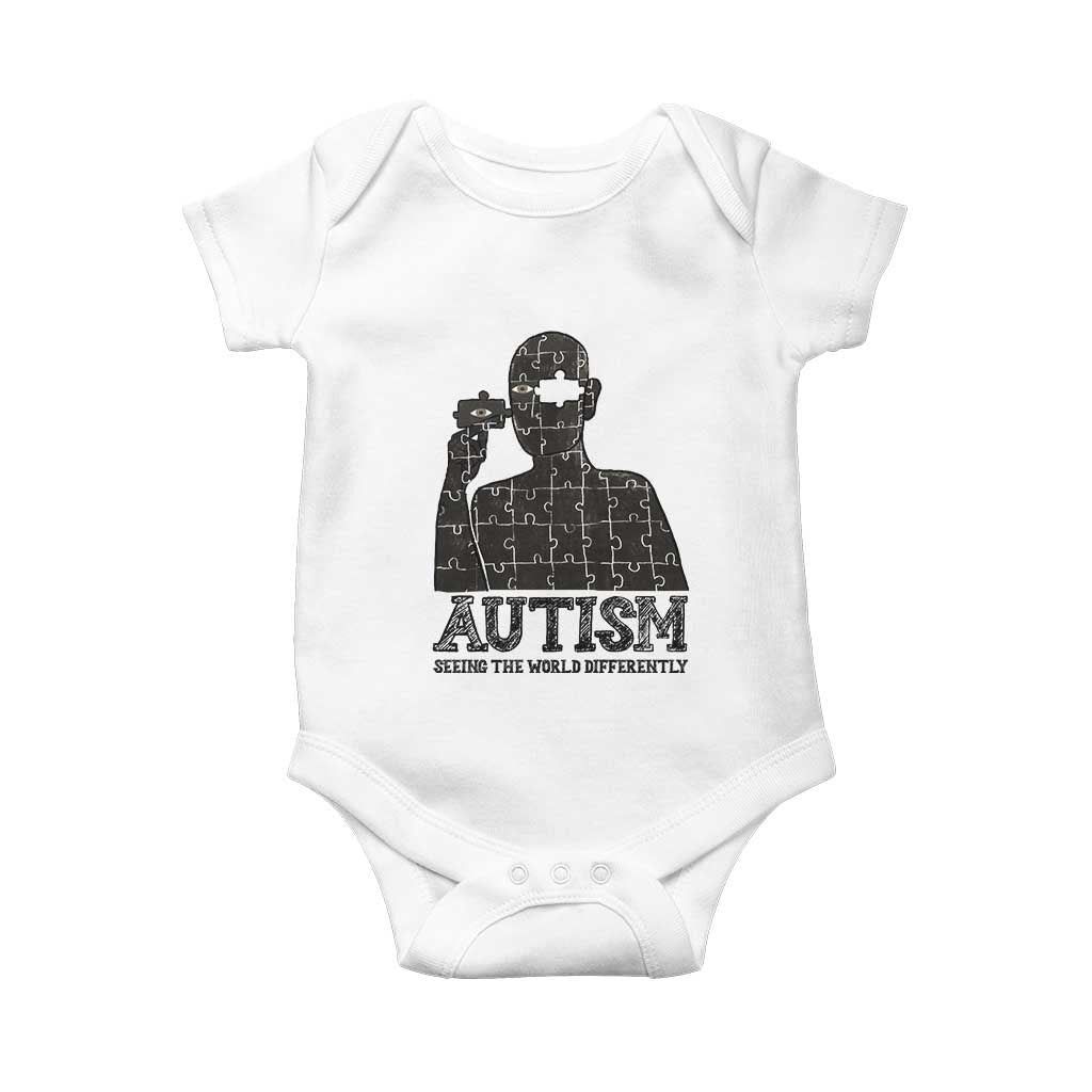 Autism Awareness Baby Onesie Autistic Seeing The World From A Different Angle Aesthetic TS09 White Print Your Wear