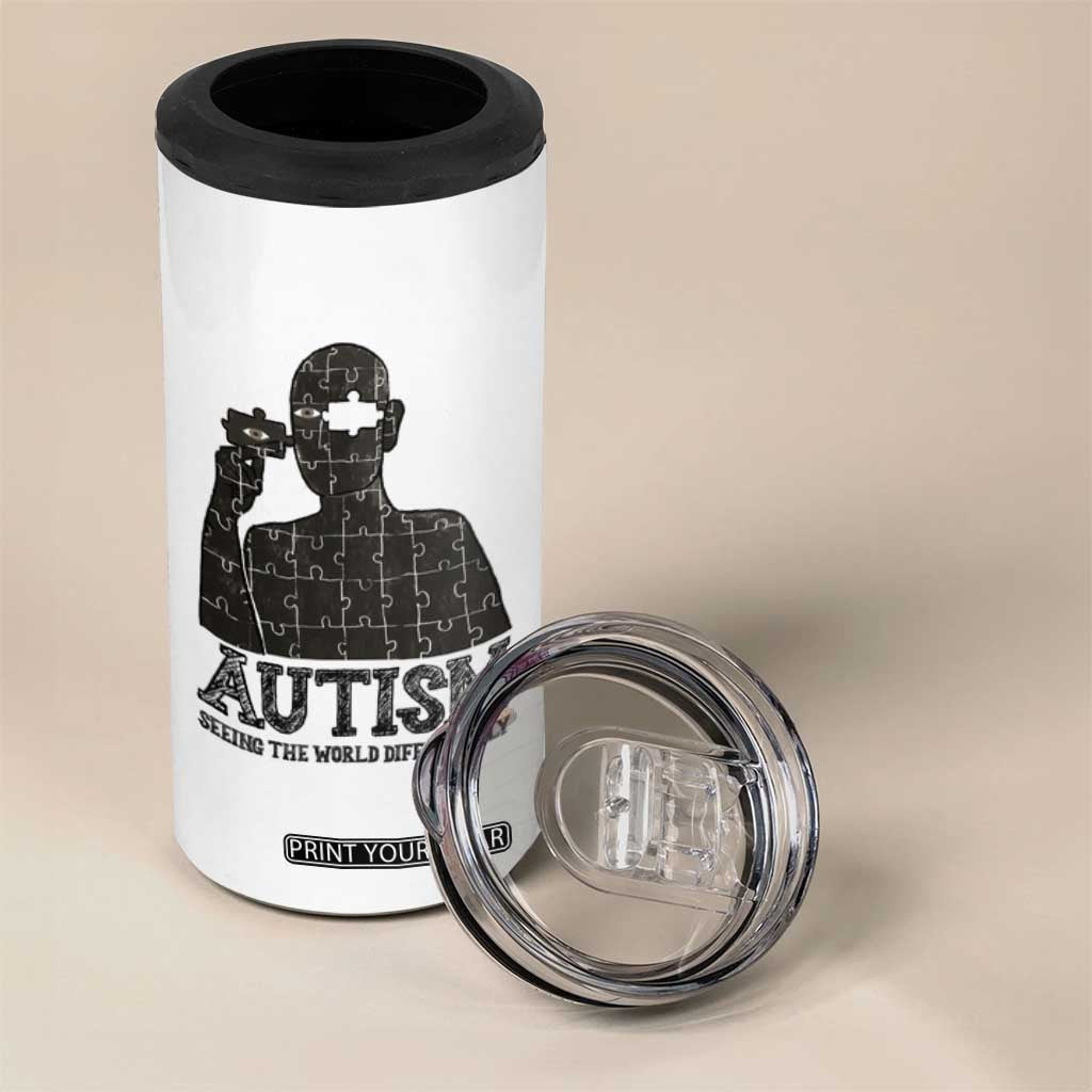 Autism Awareness 4 in 1 Can Cooler Tumbler Autistic Seeing The World From A Different Angle Aesthetic TS09 Print Your Wear