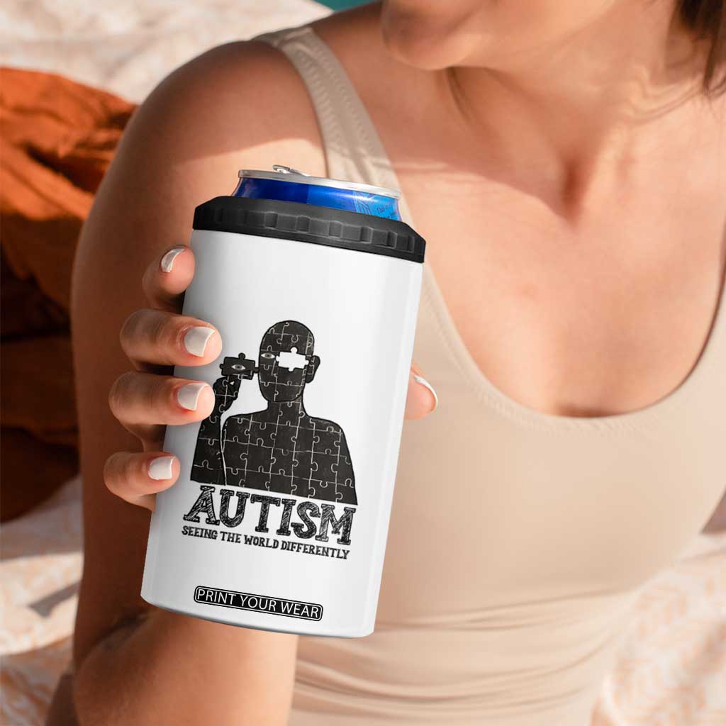 Autism Awareness 4 in 1 Can Cooler Tumbler Autistic Seeing The World From A Different Angle Aesthetic TS09 Print Your Wear