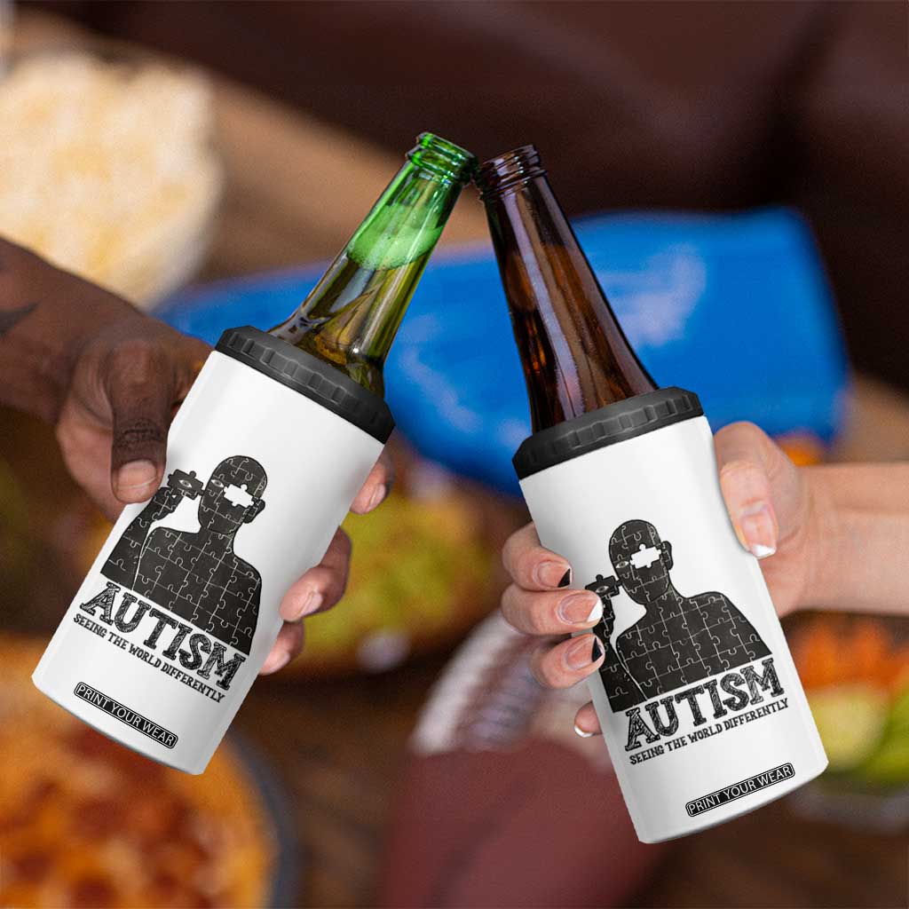 Autism Awareness 4 in 1 Can Cooler Tumbler Autistic Seeing The World From A Different Angle Aesthetic TS09 Print Your Wear