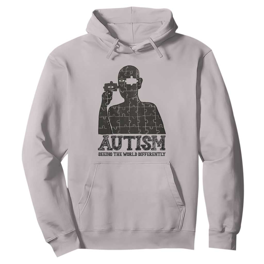 Autism Awareness Hoodie Autistic Seeing The World From A Different Angle Aesthetic TS09 Ice Gray Print Your Wear