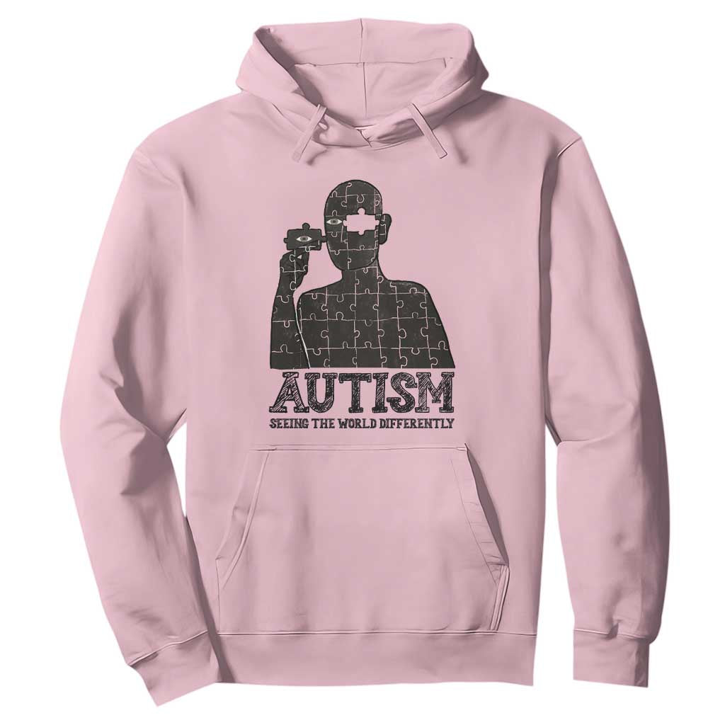 Autism Awareness Hoodie Autistic Seeing The World From A Different Angle Aesthetic TS09 Light Pink Print Your Wear