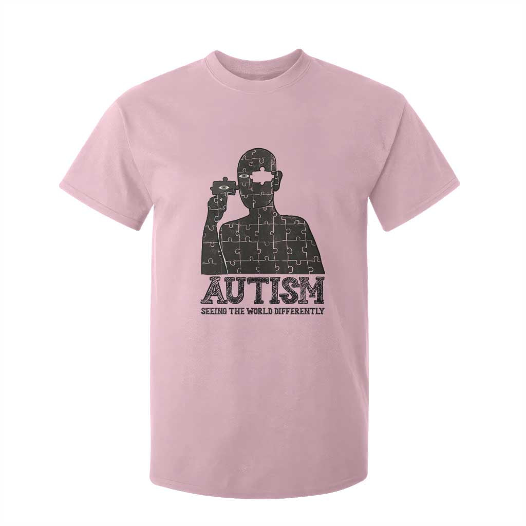 Autism Awareness T Shirt For Kid Autistic Seeing The World From A Different Angle Aesthetic TS09 Light Pink Print Your Wear